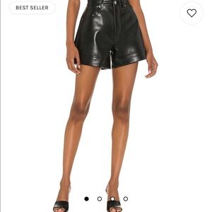Agolde black recycled leather angled hem short size 25